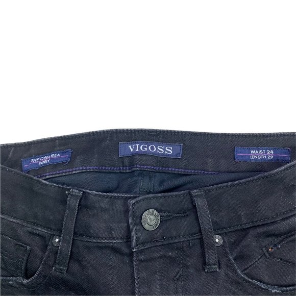 Vigoss Jeans The Chelsea Skinny Womens Size 24 Distressed Black Denim Wash - Picture 6 of 9